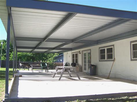 lightweight metal roof above patio